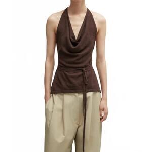 NEW CORDERA merino wool tie top in brown